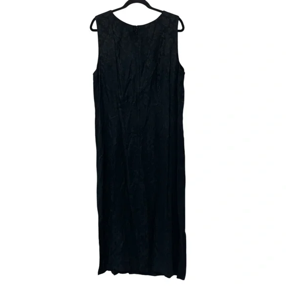 Vintage Sarah Elizabeth 1990s Black Rose Jacquard Sleeveless Rayon Maxi Dress - Picture 2 of 7